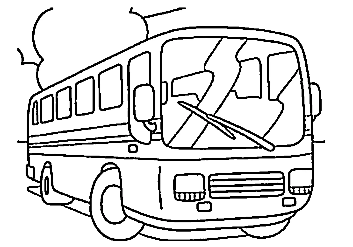 bus Black and white pictures coloring book 027